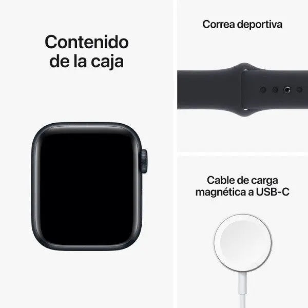 APPLE WATCH SERIE 8 45MM ALUMINIO PLATA SPORT BAND BLANCO C.G.XXI