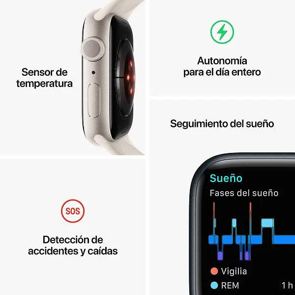 APPLE WATCH SERIE 8 45MM ALUMINIO SPORT BAND NEGRO C.G.XXI