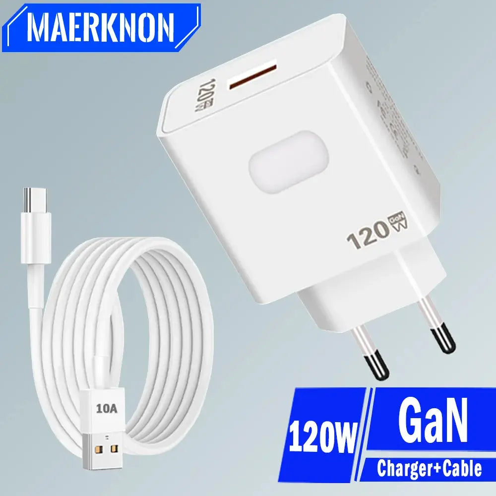 Cargador rápido GaN USB de 120W,de carga rápida para teléfono móvil, tipo C - La zona Apple