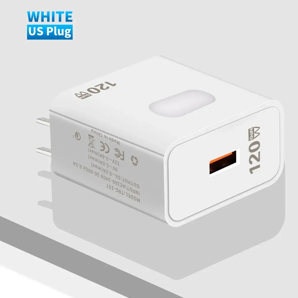Cargador rápido GaN USB de 120W,de carga rápida para teléfono móvil, tipo C - La zona Apple