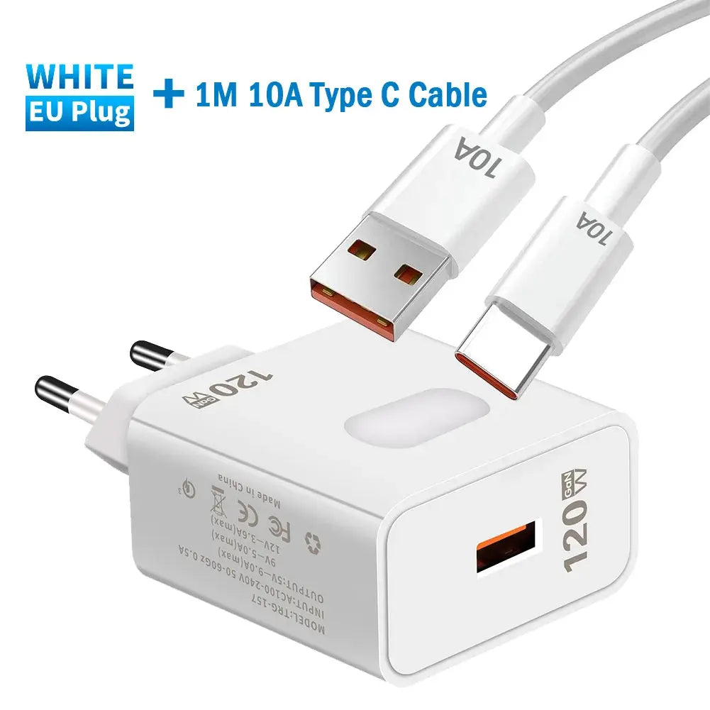 Cargador rápido GaN USB de 120W,de carga rápida para teléfono móvil, tipo C - La zona Apple