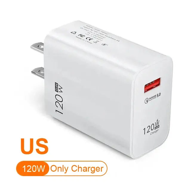 120W GaN USB Charger Fast Charging High Speed Charger QC 3.0 Mobile Phone Adapter for iPhone 15 Xiaomi Huawei Samsung oneplus - La zona Apple