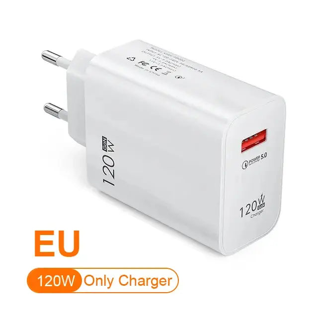 120W GaN USB Charger Fast Charging High Speed Charger QC 3.0 Mobile Phone Adapter for iPhone 15 Xiaomi Huawei Samsung oneplus - La zona Apple
