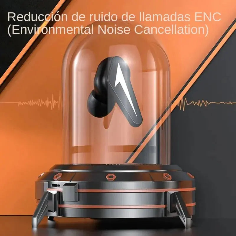 2022 Nuevos auriculares inalámbricos en forma de mech de metal Bluetooth 5.3+GBR Efecto de luz+Super Sound+ENC Call Noise Canceling Game Earphone Tws - La zona Apple