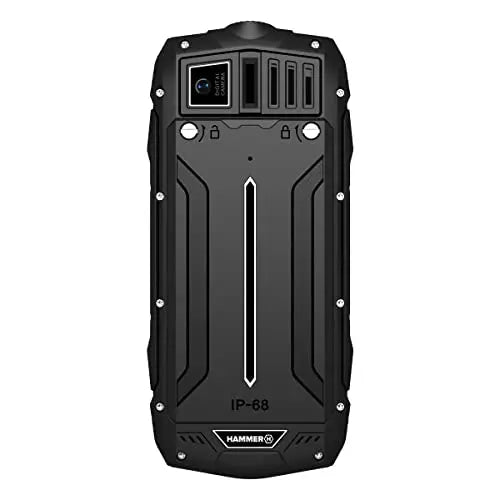 Hammer H Rock teléfono Duradero para Trabajar, Mega batería de 1800 mAh, Pantalla de 2.4", Resistente al Agua (IP68), A Prueba de Golpes (IK05), Teléfono de botón, Linterna, Dual-SIM, Negro - La zona Apple