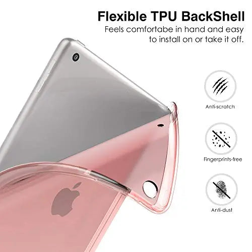 Moko Funda para Nuevo iPad 9ª Generación 10.2" 2021 (10.2 Pulgadas)/iPad 8ª Gen 2020/iPad 7ª Gen 2019, Delgado Función Soporte TPU Protectora Plegable Cubierta Trasera Transparente - Oro Rosa MoKo