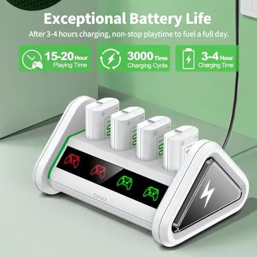 Batería Mando para Xbox Series X/S/Xbox One, Carga Rápido Cargador Mando Xbox One/Series S/X/Elite, Alta Capacidad 4×3600 mWh Pilas Recargables Mando para Xbox - Blanco - La zona Apple