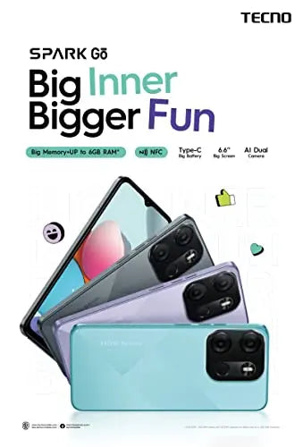 Tecno Mobile Spark GO 2023 - Smartphone (Android, Dual SIM, 1600 x 720 HD+, 3 GB de RAM, 64 GB de memoria, Quad-Core, cámara dual de 13 MP), color negro - La zona Apple