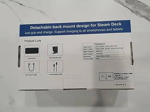 Power Bank 20000mAh para Steam Deck, 45W PD 3.0 B baterías externas compatibles con Switch/Samsung/iPad/Laptop con Soporte Trasero Desmontable y Cable USB-C Dual - La zona Apple