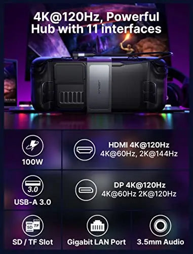 ModCase para Steam Deck,PC0104 Estuche Modular con Estación de Acoplamiento 11 en 1 Incluye Estuche Trasero,Cubierta Facial,Estación de Acoplamiento,Soporte Metálico y Correa-Conjunto Hub - La zona Apple