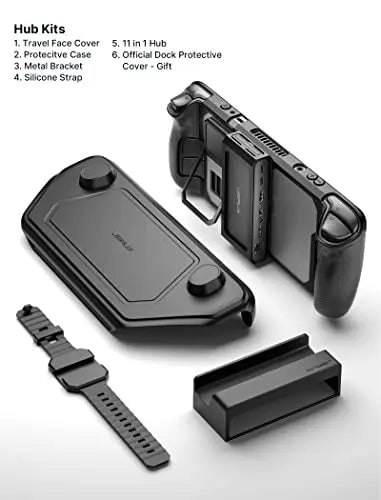 ModCase para Steam Deck,PC0104 Estuche Modular con Estación de Acoplamiento 11 en 1 Incluye Estuche Trasero,Cubierta Facial,Estación de Acoplamiento,Soporte Metálico y Correa-Conjunto Hub - La zona Apple