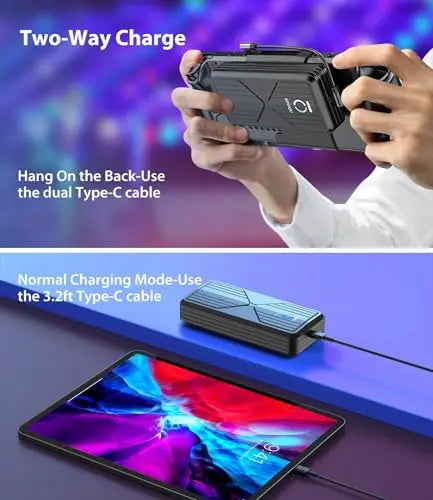 Power Bank 20000mAh para Steam Deck, 45W PD 3.0 B baterías externas compatibles con Switch/Samsung/iPad/Laptop con Soporte Trasero Desmontable y Cable USB-C Dual - La zona Apple