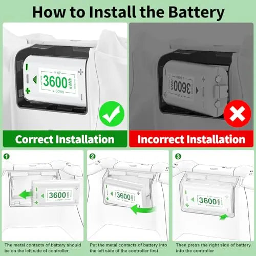 Batería Mando para Xbox Series X/S/Xbox One, Carga Rápido Cargador Mando Xbox One/Series S/X/Elite, Alta Capacidad 4×3600 mWh Pilas Recargables Mando para Xbox - Blanco - La zona Apple