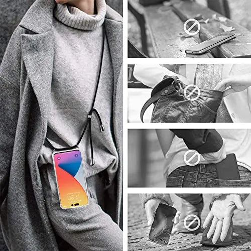 Funda con Cuerda para iPhone 14 Pro MAX, Carcasa Transparente TPU Suave Silicona Case con Correa Colgante Ajustable amazon