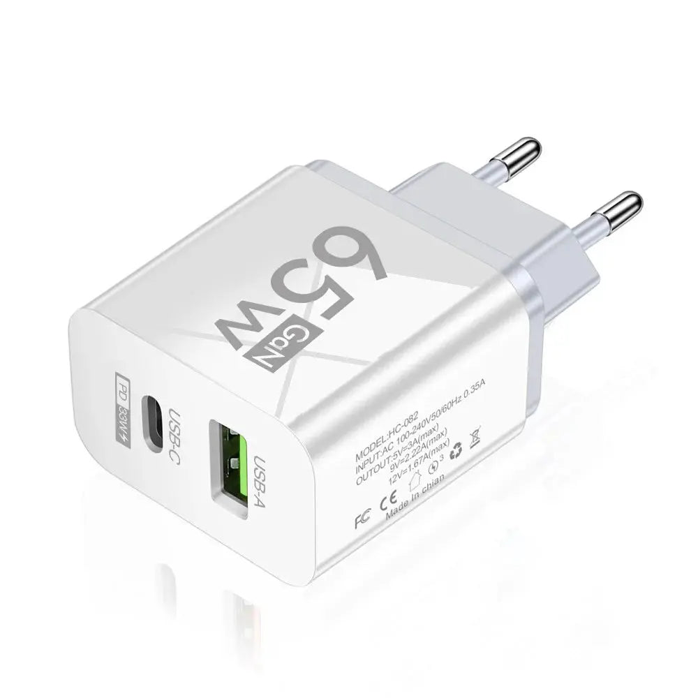 Cargador USB C PD de 65W, adaptador de carga rápida 3,0 tipo C para iPhone 1Xiaomi, Samsung - La zona Apple