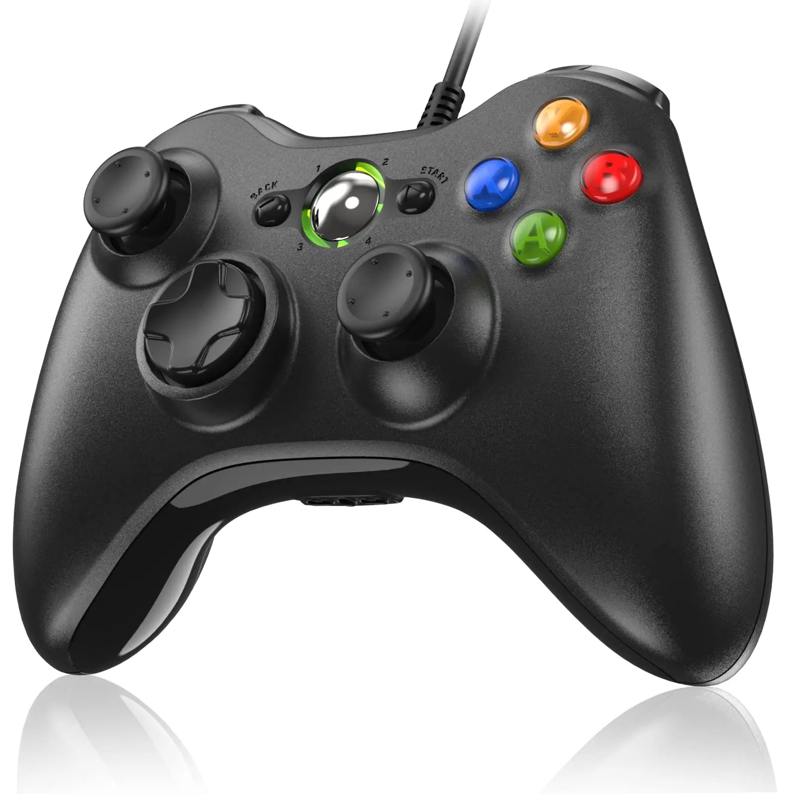 Diswoe Mando para Xbox 360, Mando PC, USB Mando para Xbox 360/Xbox 360 Slim/PC Win7/8/10/11/XP Joystick Gamepad con Doble Vibración Wired Controlador - La zona Apple