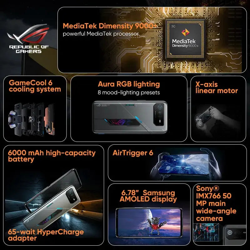 ASUSROG 6D MediaTek Dimensity 9 5G, versión Global, carga rápida de 65W - La zona Apple