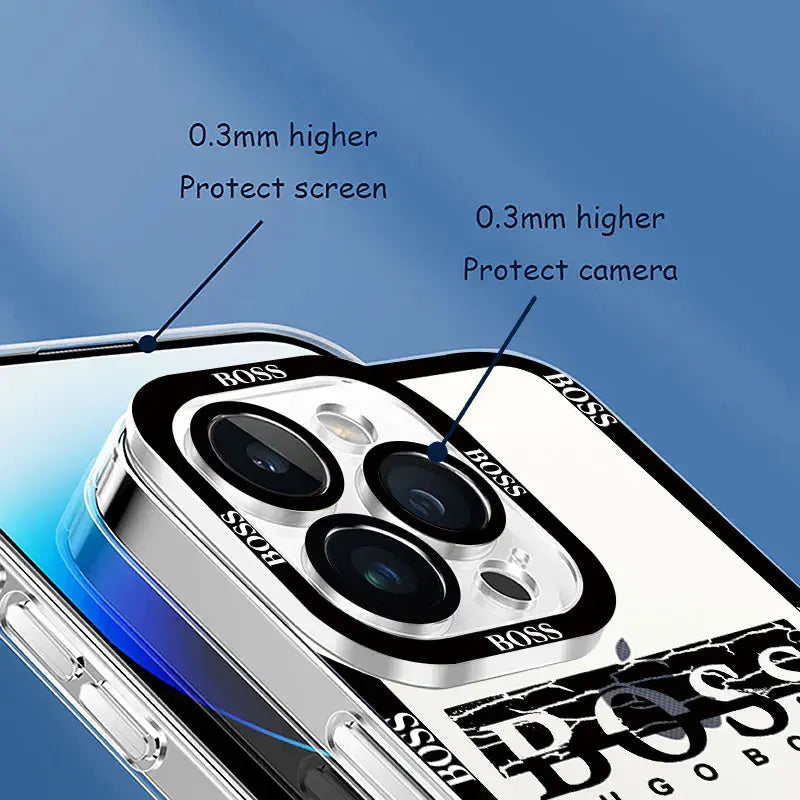 BO-SS de marca de moda para iPhone, 15, 14, 13, 12 mini, 11 Pro Max, 8 Plus, XR, XS, X, Ojos de Ángel, funda de teléfono de silicona líquida - La zona Apple