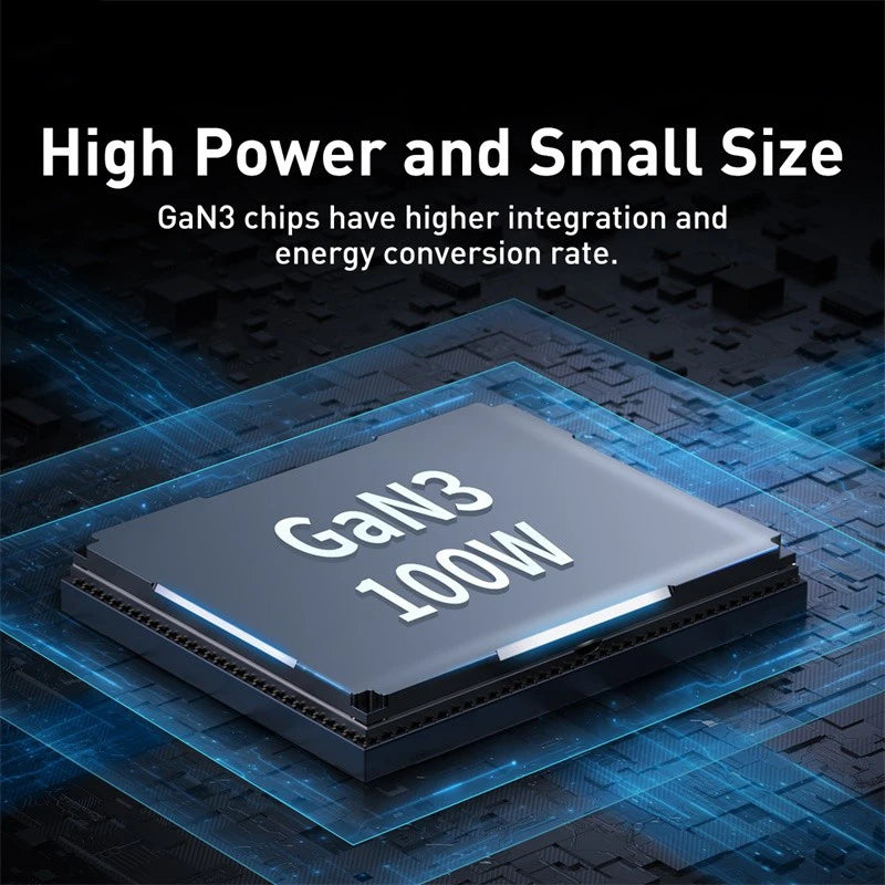 Baseus-cargador de escritorio GaN3 de 100/ 65W, carga rápida QC 3.04.0, USB tipo C, cargador de teléfono para iPhone 13, Huawei, Xiaomi, MacBook, portátil - La zona Apple
