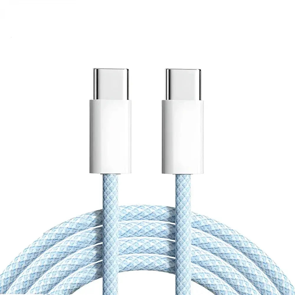Cable Dual tipo C de carga rápida, Cable de nailon trenzado, USB C, 60W, para iPhone 15 Pro Max Plus, Xiaomi Poco, Samsung - La zona Apple