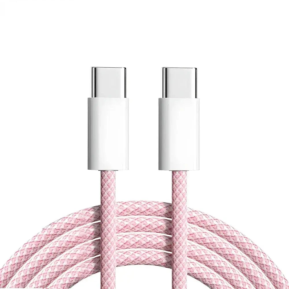 Cable Dual tipo C de carga rápida, Cable de nailon trenzado, USB C, 60W, para iPhone 15 Pro Max Plus, Xiaomi Poco, Samsung - La zona Apple