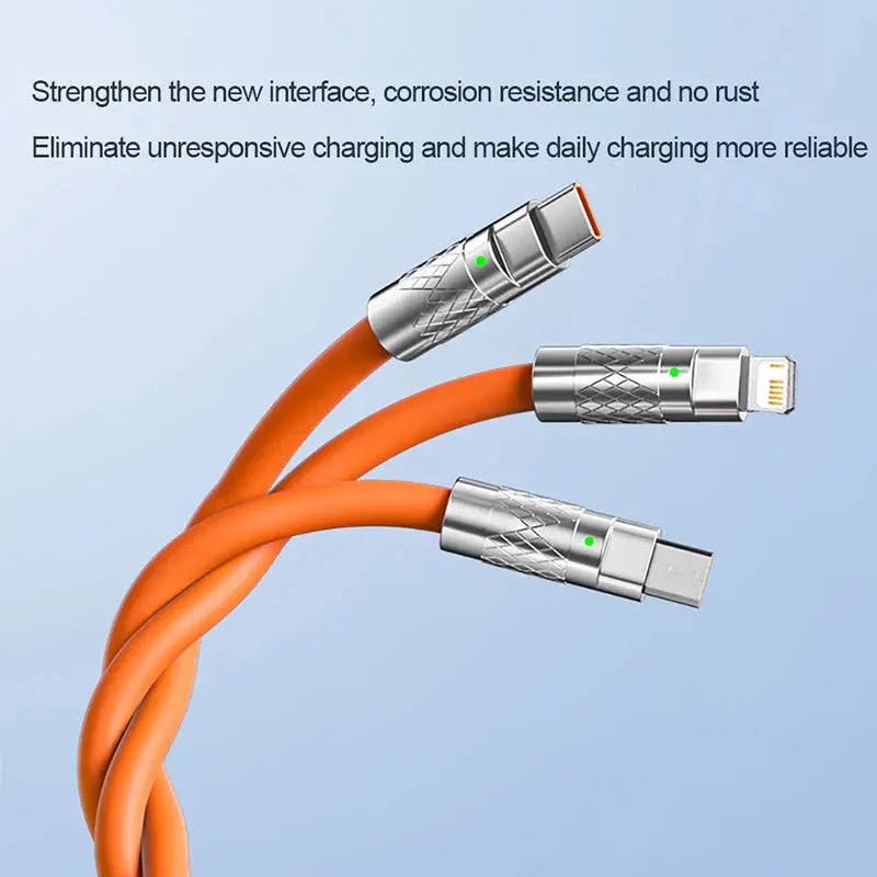 Cable Micro USB de carga rápida 3 en 1, 120W, para iPhone 14, 11 Pro Max, Xiaomi, Huawei, Samsung, USB tipo C a Lightning Data, Cable inalámbrico - La zona Apple