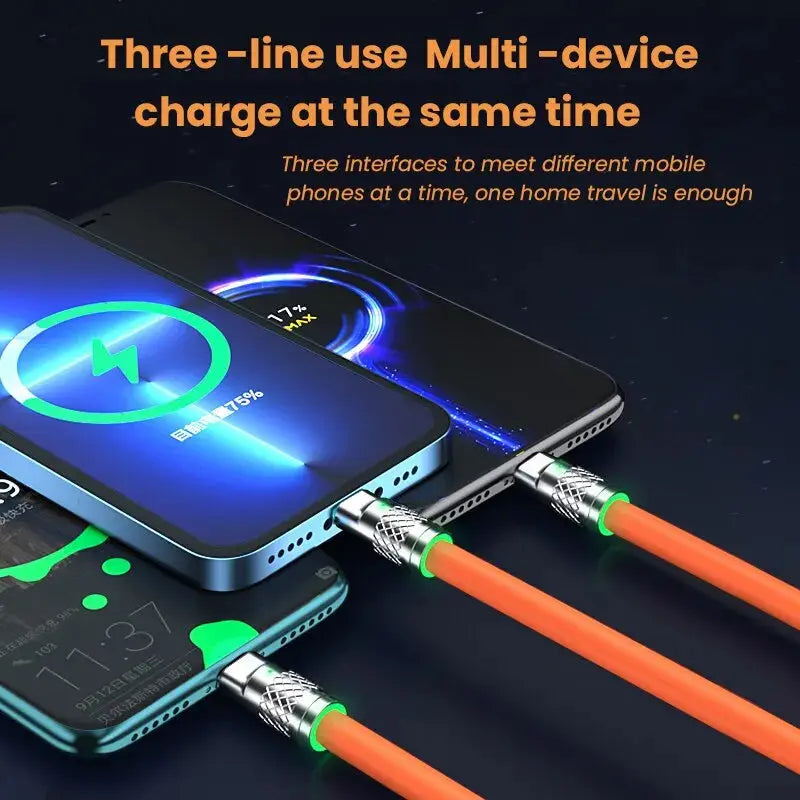 Cable Micro USB tipo C de carga rápida 3 en 1, 120W, 6A, para iPhone, Samsung, Huawei, Xiaomi - La zona Apple