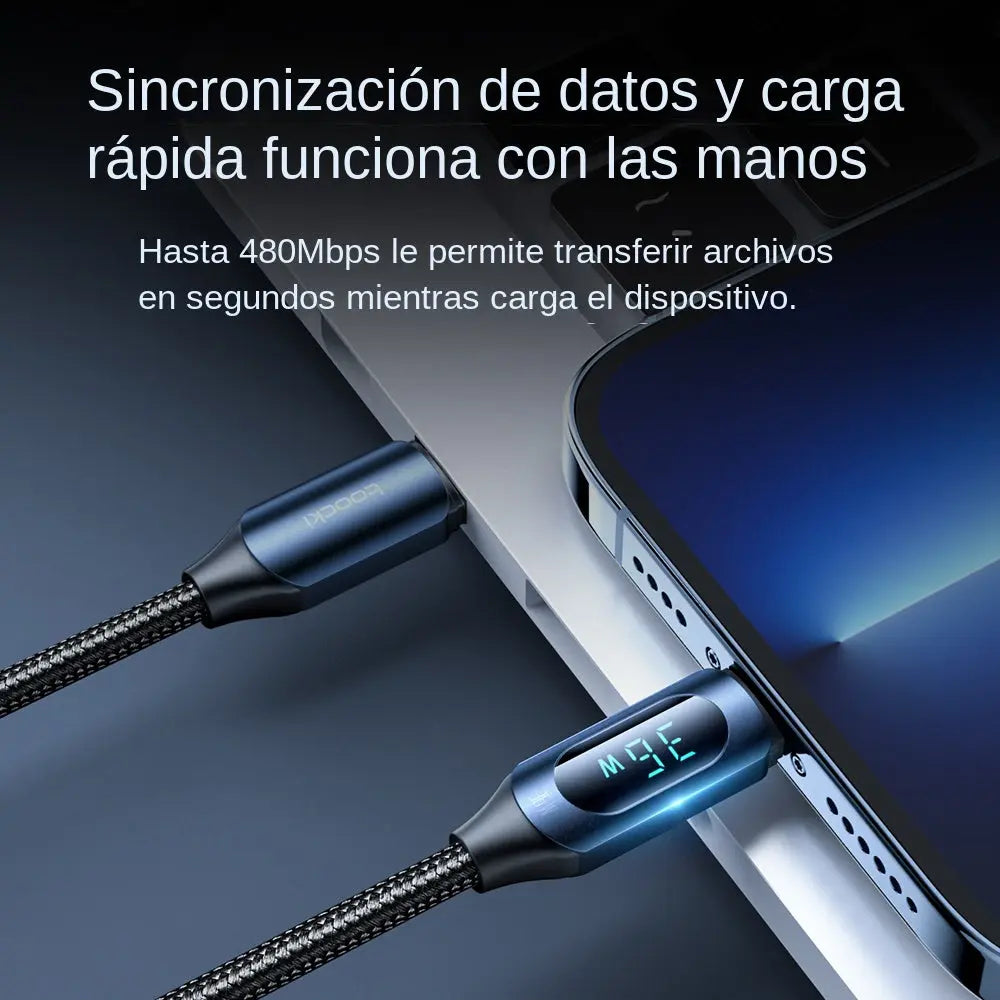 Cable carga rápida 36W USB tipo C a Lightning para iPhone iPad alidrosip