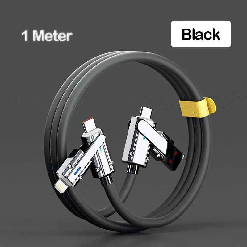 Cable USB de carga rápida 4 en 1, 100W, tipo C a USB C, Cable de iluminación para iPhone 15, 14, 13 Pro Max, Huawei, Xiaomi, PD - La zona Apple