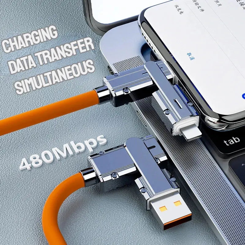 Cable USB de carga rápida 4 en 1, 100W, tipo C a USB C, Cable de iluminación para iPhone 15, 14, 13 Pro Max, Huawei, Xiaomi, PD - La zona Apple