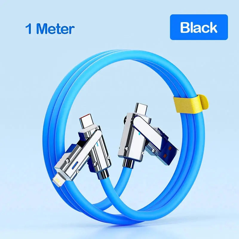 Cable USB de carga rápida 4 en 1, 100W, tipo C a USB C, Cable de iluminación para iPhone 15, 14, 13 Pro Max, Huawei, Xiaomi, PD - La zona Apple