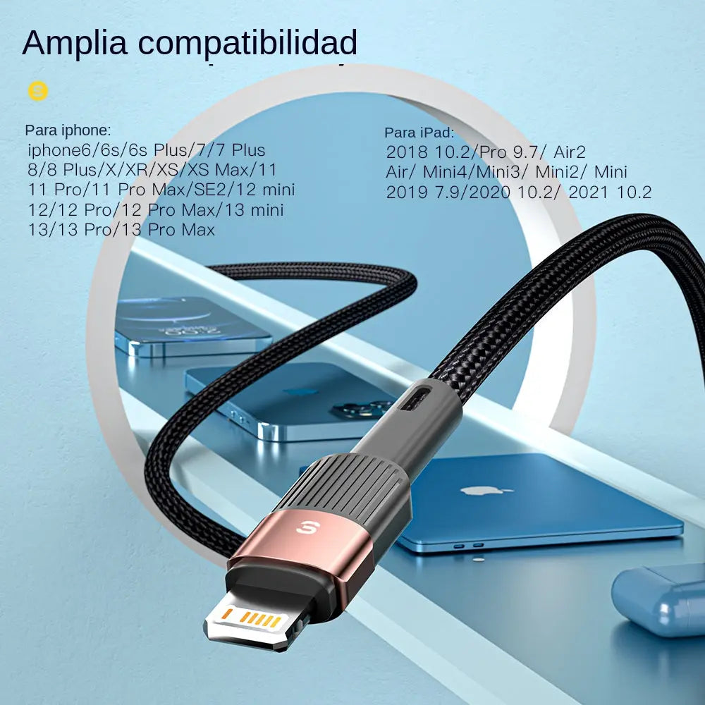 Cable de carga rápida ESSAGER USB a Lightning para iPhone alidrosip
