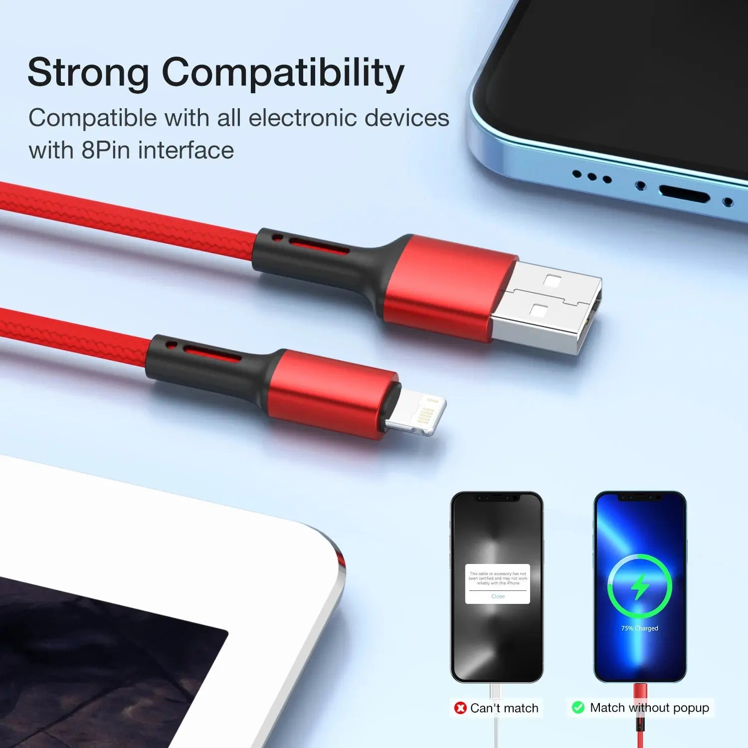 Cable USB de carga rápida para teléfono móvil, Cable de carga de datos de 3m para iPhone 13, 12, 11 Pro, X, Max, 6, 6s, 7, 8 Plus, Apple iPad Origin - La zona Apple