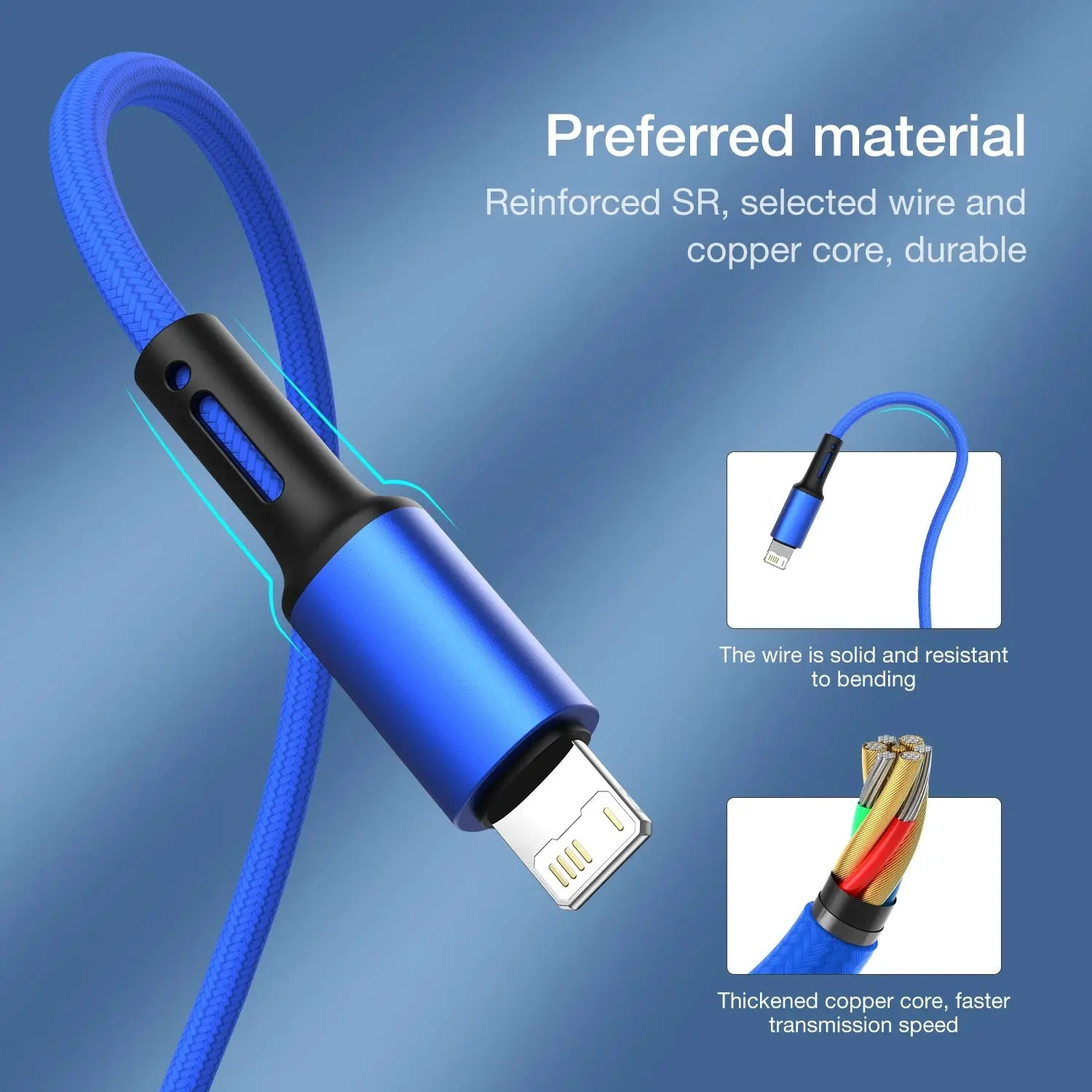 Cable USB de carga rápida para teléfono móvil, Cable de carga de datos de 3m para iPhone 13, 12, 11 Pro, X, Max, 6, 6s, 7, 8 Plus, Apple iPad Origin - La zona Apple