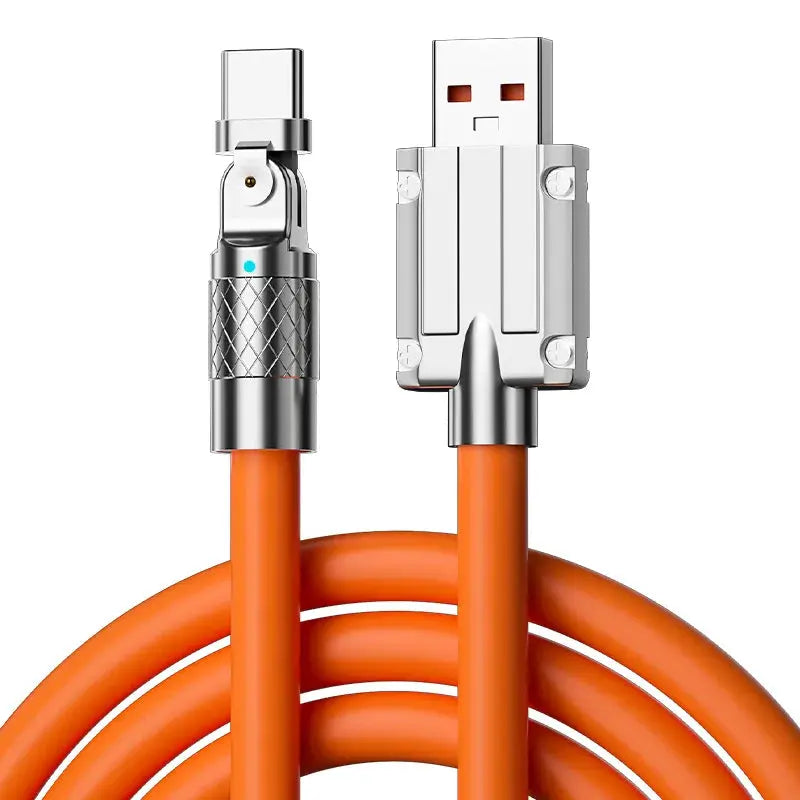 Cable USB tipo C de carga rápida para Xiaomi Redmi Honor, Cable de codo con rotación de 120 grados, cargador de teléfono, 180 W, 7A - La zona Apple