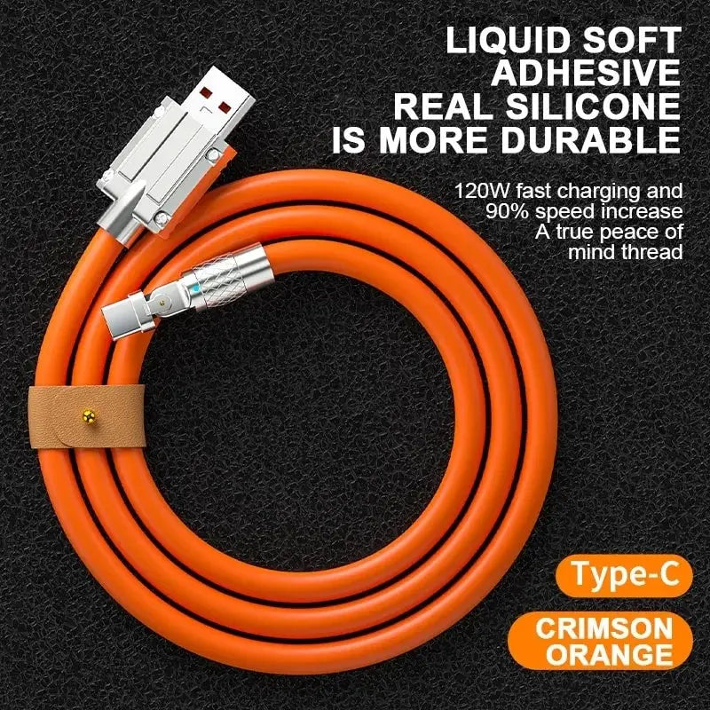 Cable USB tipo C de carga rápida para Xiaomi Redmi Honor, Cable de codo con rotación de 120 grados, cargador de teléfono, 180 W, 7A - La zona Apple