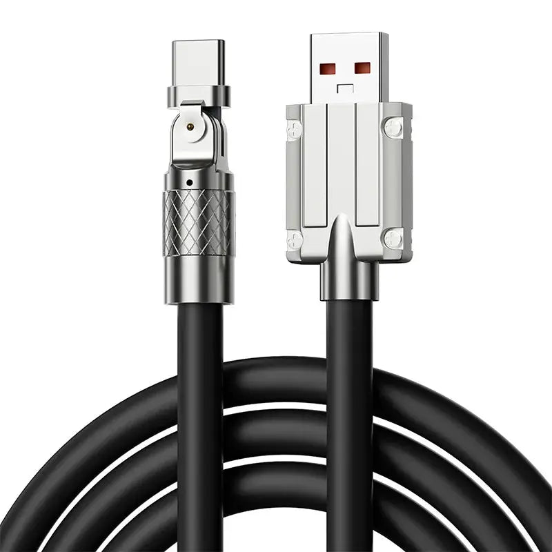 Cable USB tipo C de carga rápida para Xiaomi Redmi Honor, Cable de codo con rotación de 120 grados, cargador de teléfono, 180 W, 7A - La zona Apple