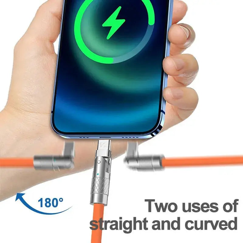 Cable USB tipo C de carga rápida para Xiaomi Redmi Honor, Cable de codo con rotación de 120 grados, cargador de teléfono, 180 W, 7A - La zona Apple