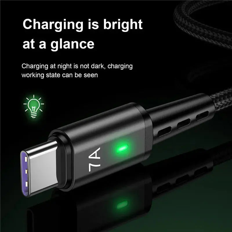 Cable USB tipo C de carga rápida para teléfono móvil, Cable de datos cargador 7A para Samsung S22 S20 Xiaomi mi 12 - La zona Apple