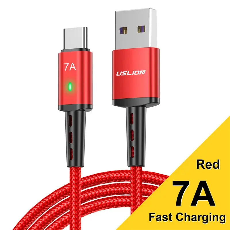 Cable USB tipo C de carga rápida para teléfono móvil, Cable de datos cargador 7A para Samsung S22 S20 Xiaomi mi 12 - La zona Apple