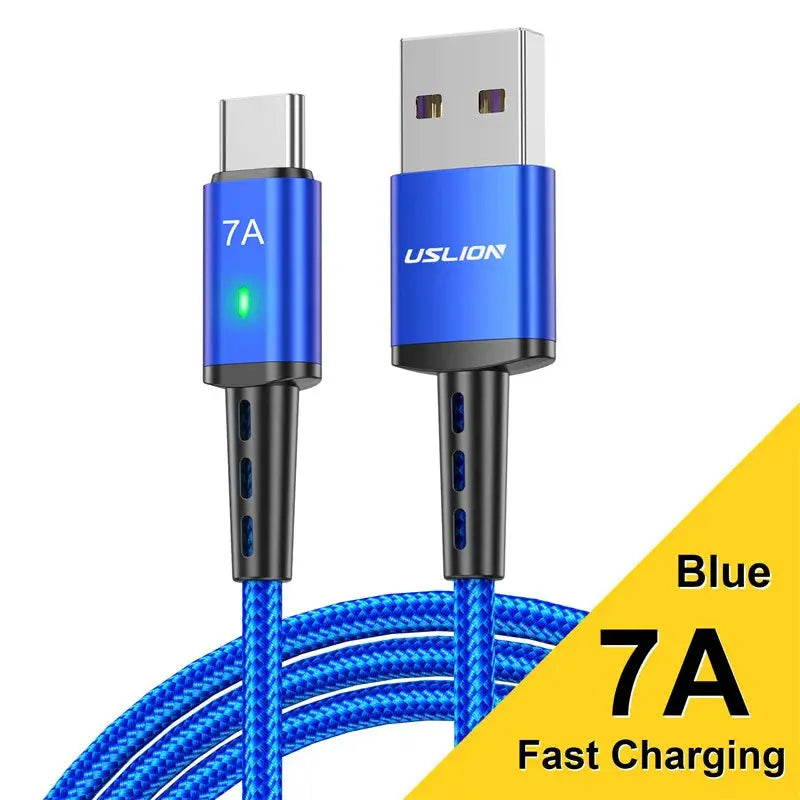 Cable USB tipo C de carga rápida para teléfono móvil, Cable de datos cargador 7A para Samsung S22 S20 Xiaomi mi 12 - La zona Apple