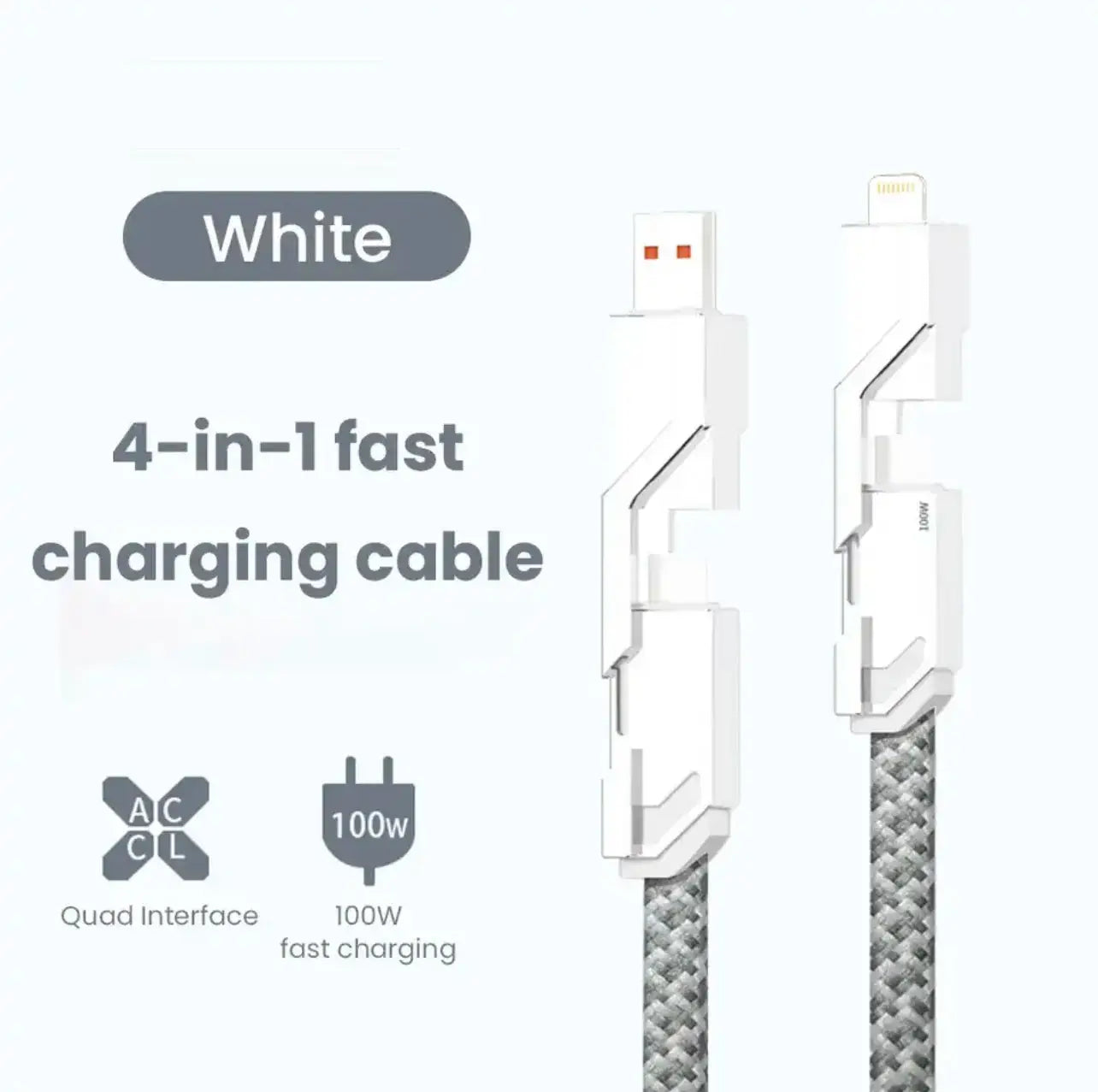 Cable USB tipo C de carga rápida para teléfono móvil, Cable de iluminación 4 en 1 de 100W para iPhone 14, 13 Pro Max, Huawei, Xiaomi PD La zona Apple