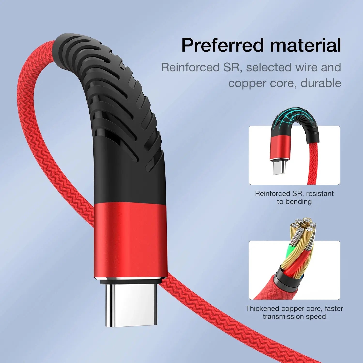 Cable USB tipo C de carga rápida para teléfono móvil, cargador de 3m para Samsung Galaxy S20, S21, S22 Plus, Xiaomi mi11, Huawei - La zona Apple