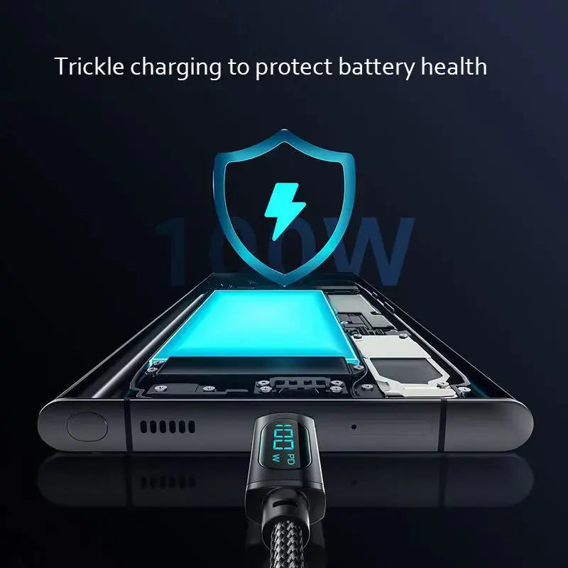 Cable de carga rápida tipo C a tipo C, 7A, 100W, PD, 6A, 66W, pantalla Digital, USB a tipo C, para Xiaomi, HUAWEI, Macbook, iPad - La zona Apple