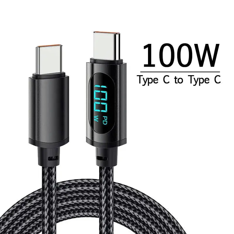 Cable de carga rápida tipo C a tipo C, 7A, 100W, PD, 6A, 66W, pantalla Digital, USB a tipo C, para Xiaomi, HUAWEI, Macbook, iPad - La zona Apple