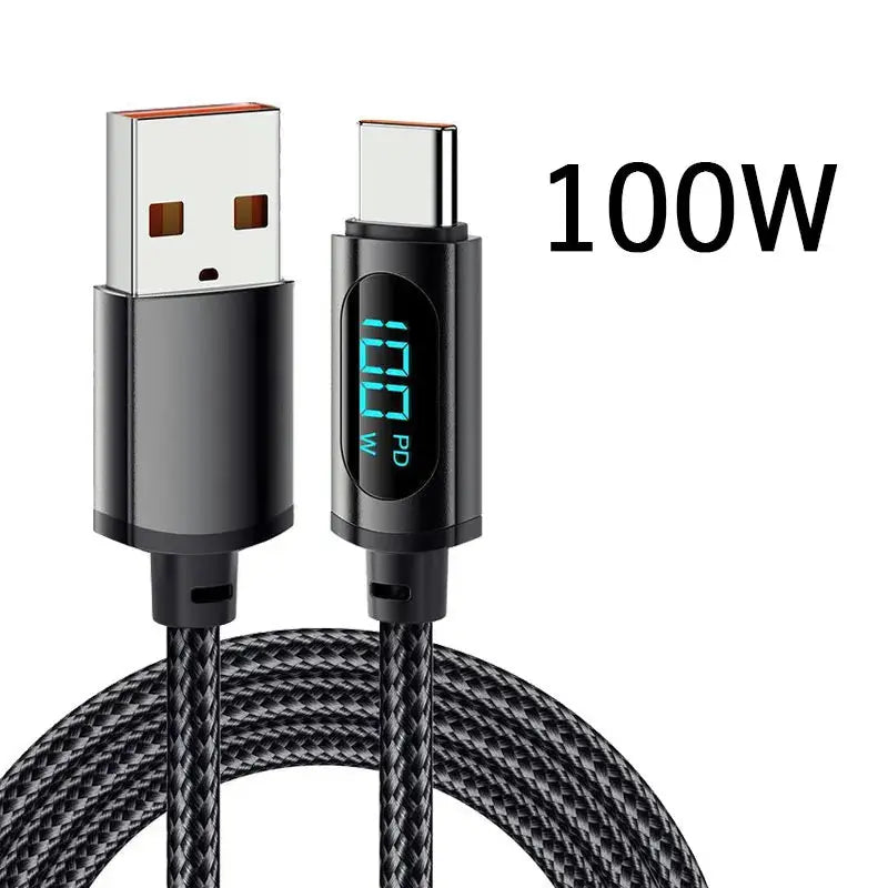 Cable de carga rápida tipo C a tipo C, 7A, 100W, PD, 6A, 66W, pantalla Digital, USB a tipo C, para Xiaomi, HUAWEI, Macbook, iPad - La zona Apple