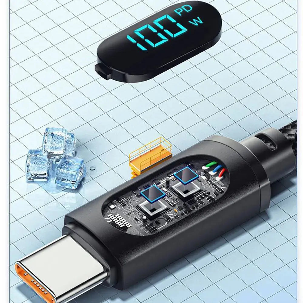 Cable de carga rápida tipo C a tipo C, 7A, 100W, PD, 6A, 66W, pantalla Digital, USB a tipo C, para Xiaomi, HUAWEI, Macbook, iPad - La zona Apple