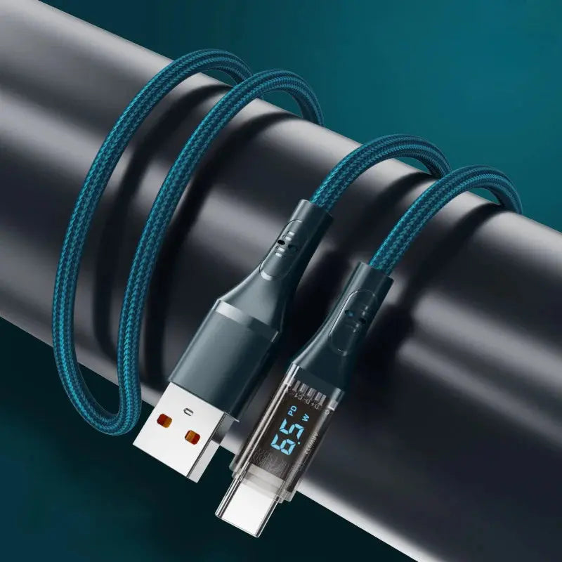 Cable de carga rápida tipo C a tipo C, 7A, 100W, PD, 6A, 66W, pantalla Digital, USB a tipo C, para Xiaomi, HUAWEI, Macbook, iPad - La zona Apple