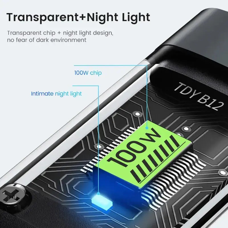 Cable de carga rápida transparente 3 en 1, 100w, tipo C, Usb Micro para Iphone, Samsung, Huawei, Xiaomi, cargador de lámpara piloto, Usb C 6A - La zona Apple