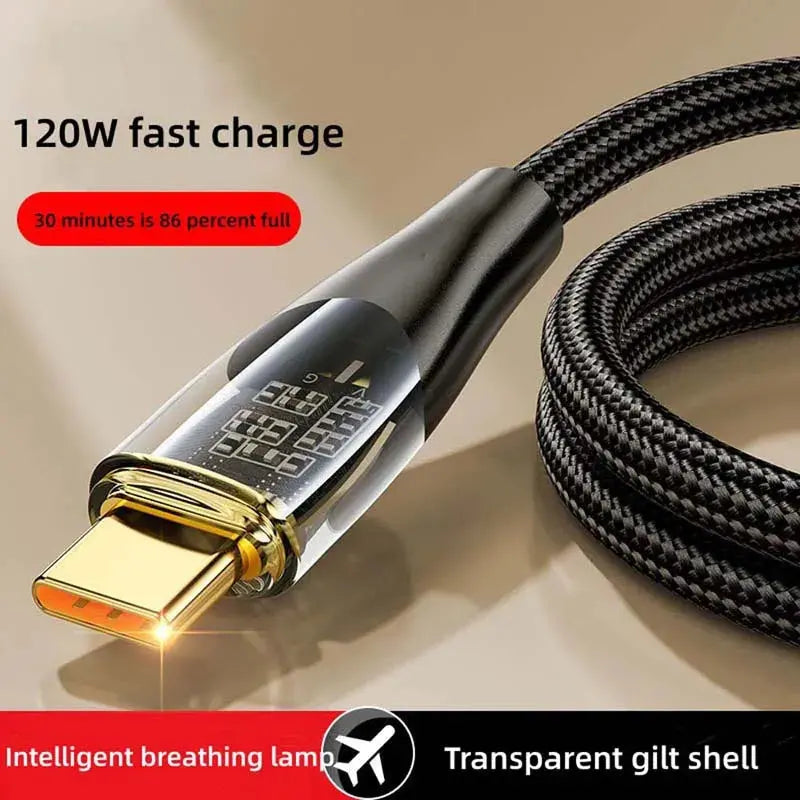 Cable de carga súper rápida USB tipo C, Cable de datos de 120W para Xiaomi, Huawei, Samsung, 1M/1,5 M/2M - La zona Apple
